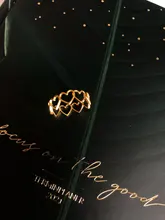 Anillos de corazón hueco de acero inoxidable para mujer y niña, sortija de boda de compromiso ajustable abierta de Color oro rosa y plata