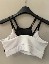 Sujetador deportivo acolchado para mujer, ropa interior de Yoga para gimnasio, Top corto sin mangas, Bralette sin costuras, ropa deportiva de realce color negro cruzado