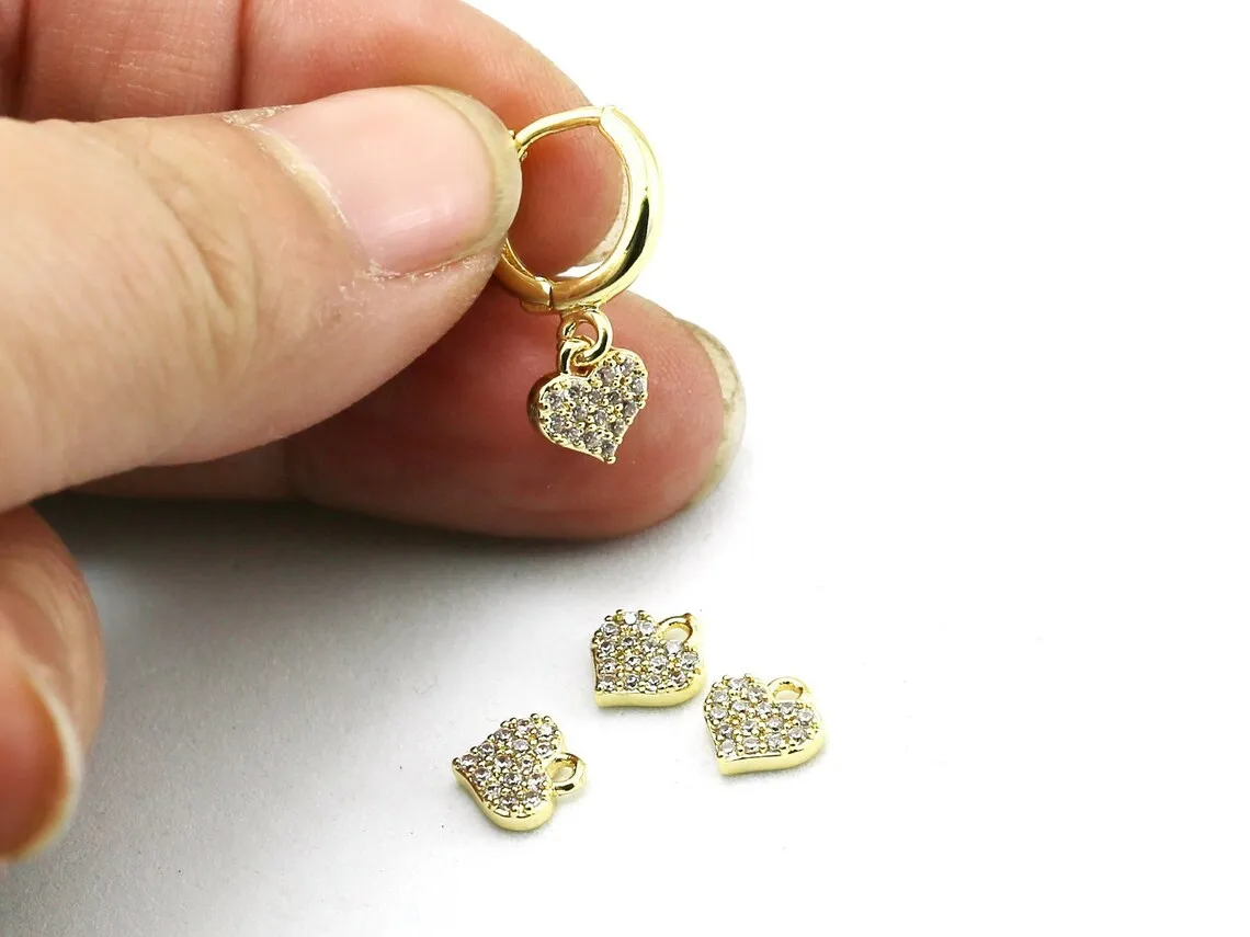 6pcs Tiny heart earring charm, Huggie earring charms, bracelet charms, Earring findings, Real 14K gold plated, DIY jewelry G005
6pcs Tiny heart earring charm, Huggie earring charms, bracelet charms, Earring findings, Real 14K gold plated, DIY jewelry G005