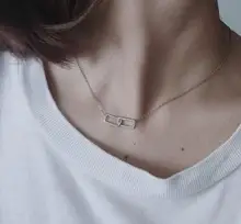 Collar de plata de ley 925 con colgante Rectangular brillante, gargantilla de circonia cúbica incrustada, regalo para niña, joyería exquisita NK064