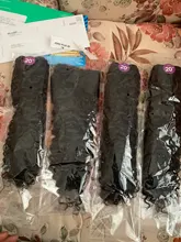 Mongol Afro rizado Pelo Rizado de la onda de agua 3 mechones con cierre cabello humano brasileño armadura paquete negro las mujeres XISHIXIU