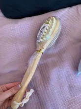 Cepillo corporal de bambú para baño, cerdas naturales para frotador de espalda, cepillo de ducha con mango largo, cepillado en seco