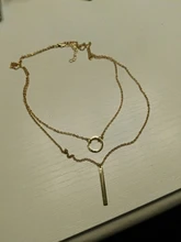 Collar de doble cara para mujer, Gargantilla redonda, colgante de tira de Color dorado, joyería de aleación para fiesta