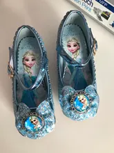 Zapatos de cuero, de tacón alto y de la princesa Elsa para niñas, sandalias para niños, sandalias de fiesta, calzado para niñas, tallas 24-36