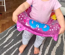 Anillos de piscina para bebé, asiento flotador inflable bonito, Círculo de natación con doble Mango para bebé, piscina tina de baño