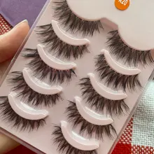 Pestañas postizas largas y gruesas, naturales, hechas a mano, pestañas postizas entrecruzadas, extensión de pestañas blandas, herramientas de maquillaje de belleza, 5 pares