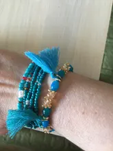 3-4 unids/set moda multicapa cuentas de piedra de cristal encantos borla Pulseras y brazaletes Pulseras Mujer pulsera Boho para Mujer regalo