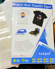 Papel de transferencia térmica para camisetas A3 A4, telas de algodón de color claro/oscuro 100%, diseño de estampado de inyección de tinta