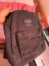 Mochila de pana # H40 para mujer, bolso escolar Vintage de tejido suave a rayas para chicas adolescentes