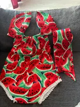 Nueva Infant Toddler bebé recién nacido Niñas sandía impreso sin mangas bodysuit sunsuit jumpsuit ropa casual