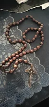 KOMi Cristo Jesús de madera de 6mm 8mm 10mm 12mm cuentas para Rosario Cruz colgante de collar de cadena de cuerda religiosa ortodoxa rezando de R-192