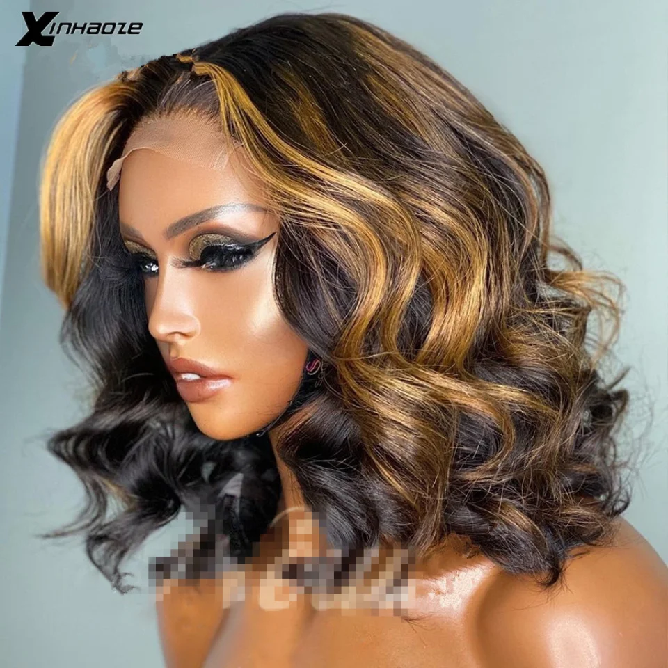 

4x4 Lace Closure 1BT4/30 Ombre Blonde Highlight Body Wave Short Bob Wigs Full 250 Density 99j Short Wave Bob Lace Closure Wigs