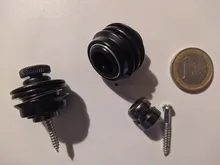 Lock Guitar-Strap Button-Pins Flat-Head Gold 2pcs Skidproof Black End-Chrome