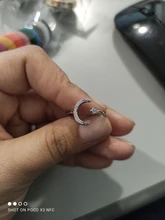Anillo de plata de primera ley con forma de luna y estrella para mujer, sortija, plata esterlina 925 Plata de Ley auténtica, Circonia cúbica, zirconia, circonita, zirconita, estilo minimalista, 2019