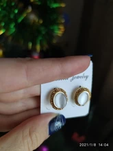 GRACE JUN-pendientes de piedra de Color dorado para mujer, aretes sin perforaciones, con Clip geométrico, joyería 2019