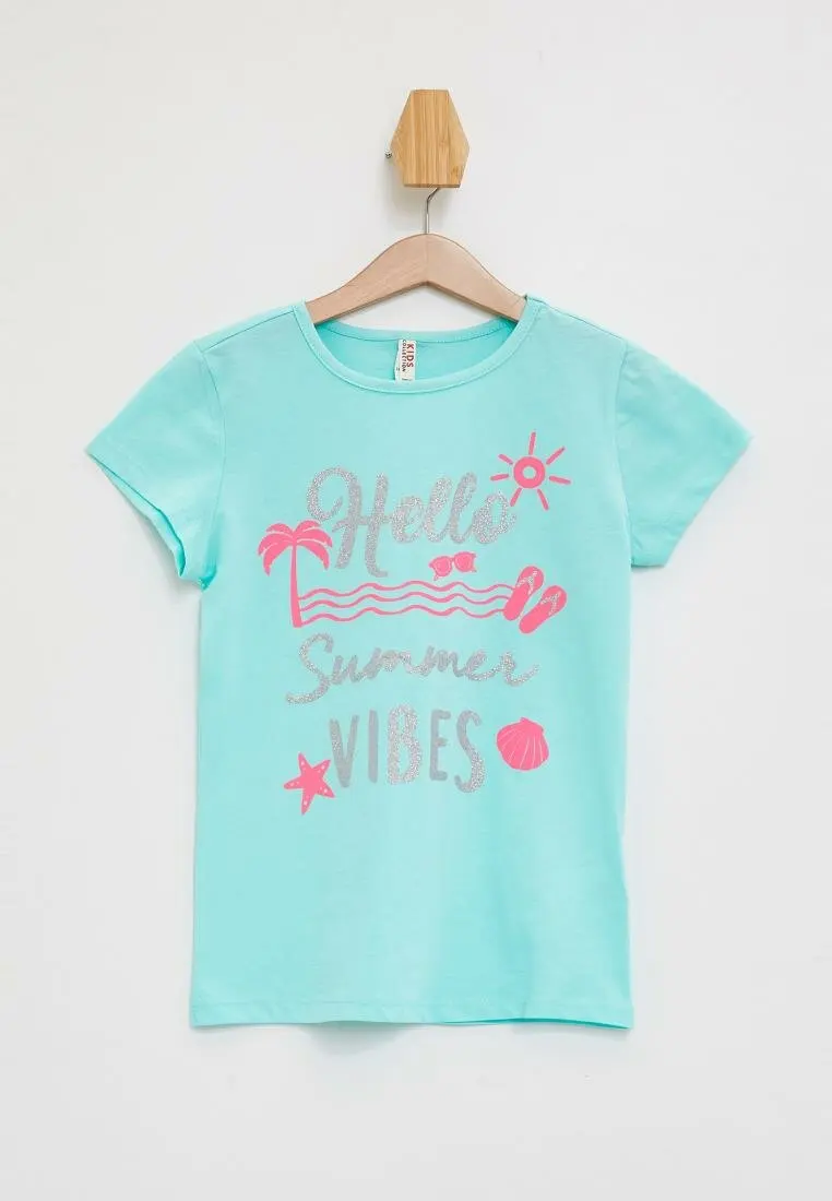 DeFacto Summer Girl Fashion O-neck T-shirt Kids Casual Letter Pattern Short Sleeve Tee Girls Lovely Comfort Tops-M2950A619HS 
DeFacto Summer Girl Fashion O-neck T-shirt Kids Casual Letter Pattern Short Sleeve Tee Girls Lovely Comfort Tops-M2950A619HS
