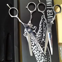 Juego de tijeras de peluquería profesional, 5,5 , corte y adelgazamiento de peluquero, alta calidad, estilos plateados/negros