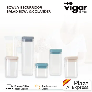 Vigar - Homey | Food storage container with airtight lid Set of 5 pieces-BPA free plastic-kitchen Container 
Vigar - Homey | Food storage container with airtight lid Set of 5 pieces-BPA free plastic-kitchen Container