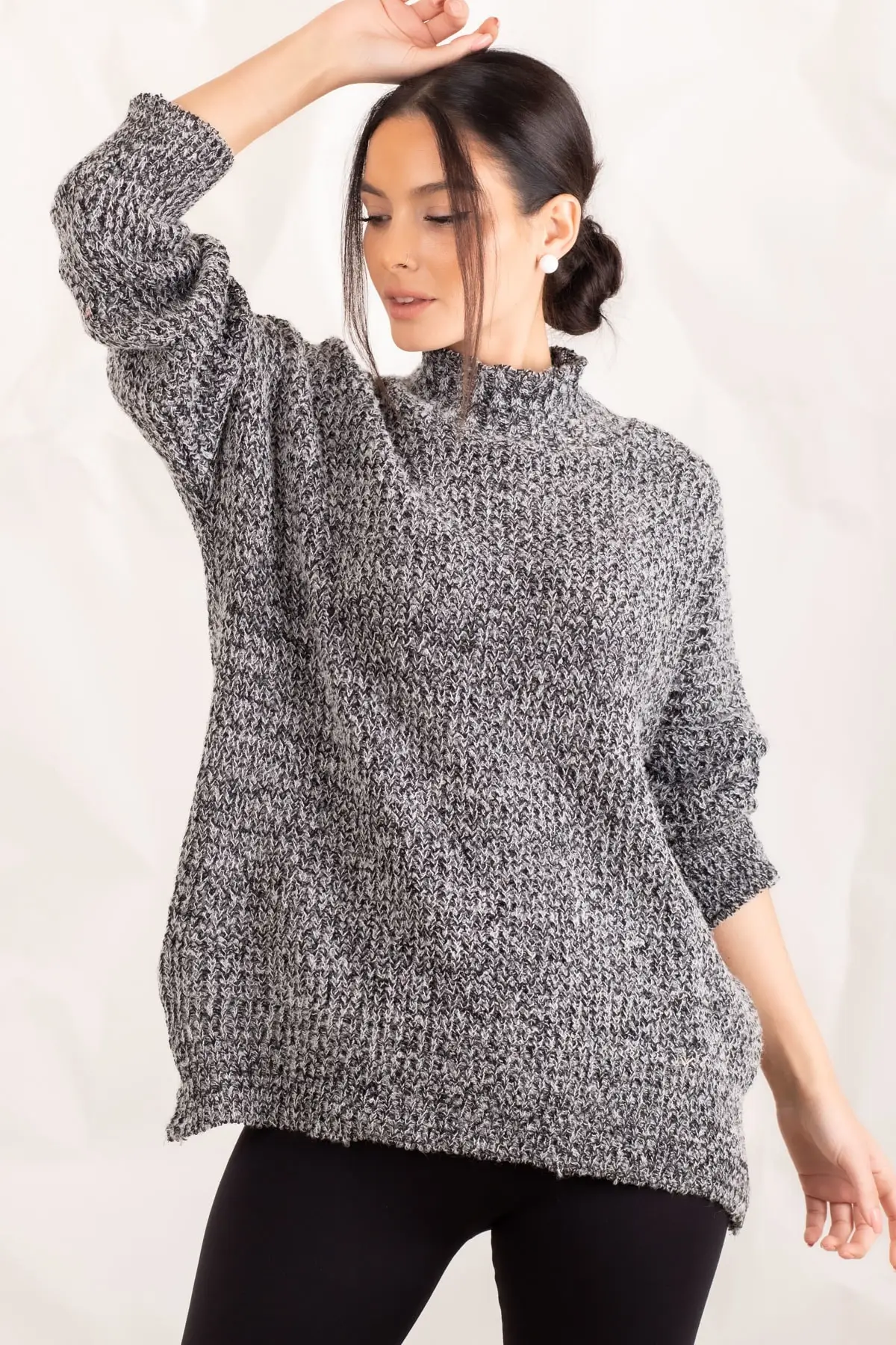 Женский вязаный свитер Armonika серый ARM-20K012031 |