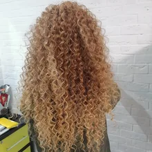 Pelo Rizado Afro, ondulado, sintético, resistente al calor, ondas profundas, extensiones de cabello, marrón, 2 unidades/lote, 26 pulgadas