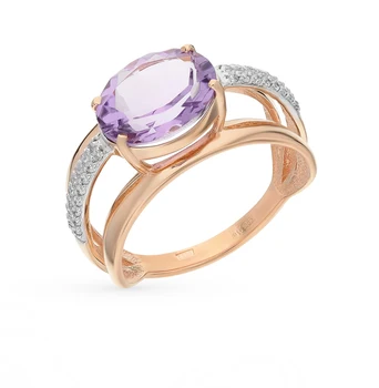 Gold ring with amethyst and cubic zirconia sunlight 
Gold ring with amethyst and cubic zirconia sunlight