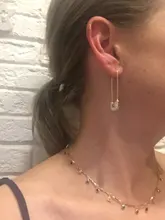 Pendientes con forma de imperdible cristales de circonia cúbica para mujer, aretes diseño alfiler de gancho, zirconia, circonita, zirconita, circón, estilo gótico, moda coreana, juego de 4 unidades