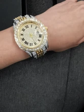 ALLICEONYOU-relojes de circonia cúbica, pulsera de diamantes de alta calidad, de acero inoxidable, Color oro nuevo y plateado, a la moda, Hip Hop, para regalo