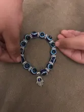 De moda de Color de plata azul de mal de ojo Hamsa la mano de Fátima Palm pulseras para las mujeres de la pulsera del encanto de estilo étnico joyería hecha a mano