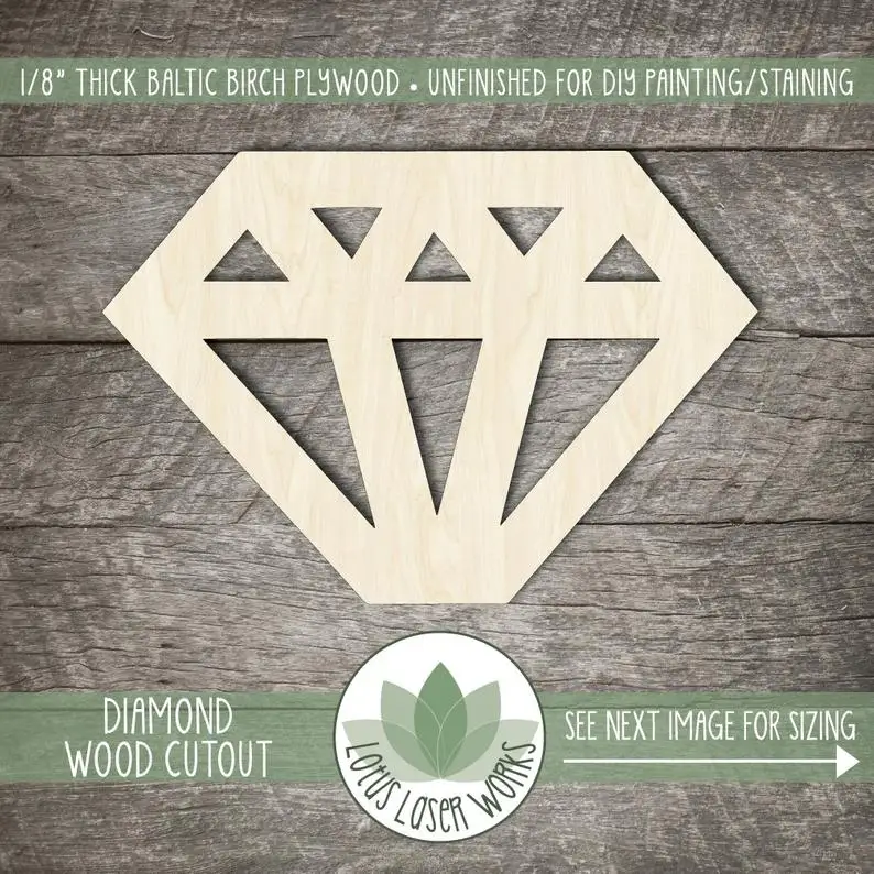 Wood Diamond Shape, Blank Wood Craft Shapes, Wooden Diamond Cutout, Unfinished Wood For DIY Projects, Wood Wedding Diamond
Wood Diamond Shape, Blank Wood Craft Shapes, Wooden Diamond Cutout, Unfinished Wood For DIY Projects, Wood Wedding Diamond