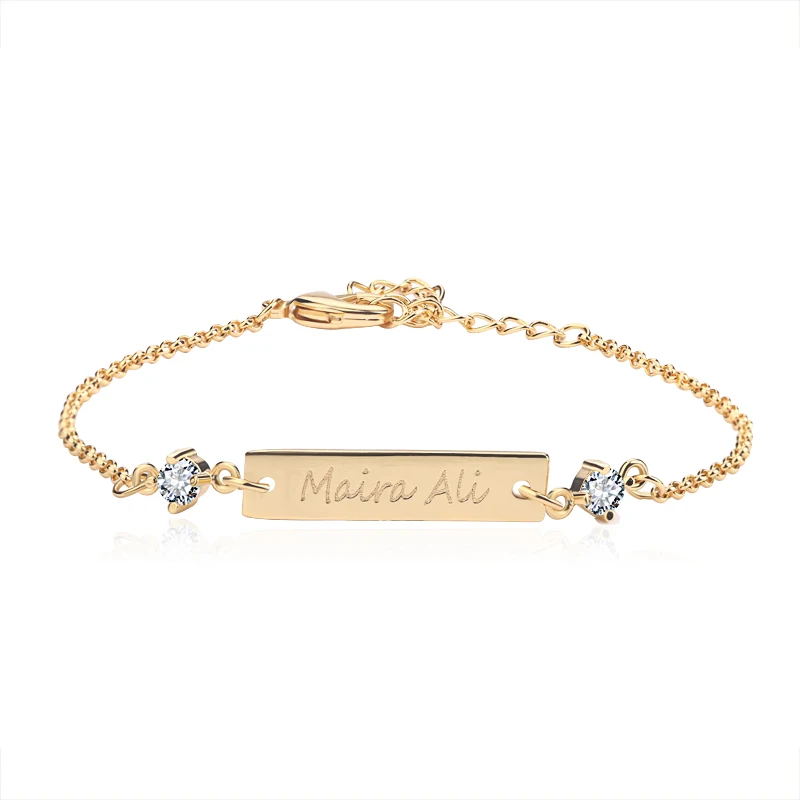 3UMeter Crystal Baby Bracelet Gold Color 25*6 mm Bar Personalize Custom Name Engraved Bracelet Graduation Gift Jewelry for Women
3UMeter Crystal Baby Bracelet Gold Color 25*6 mm Bar Personalize Custom Name Engraved Bracelet Graduation Gift Jewelry for Women