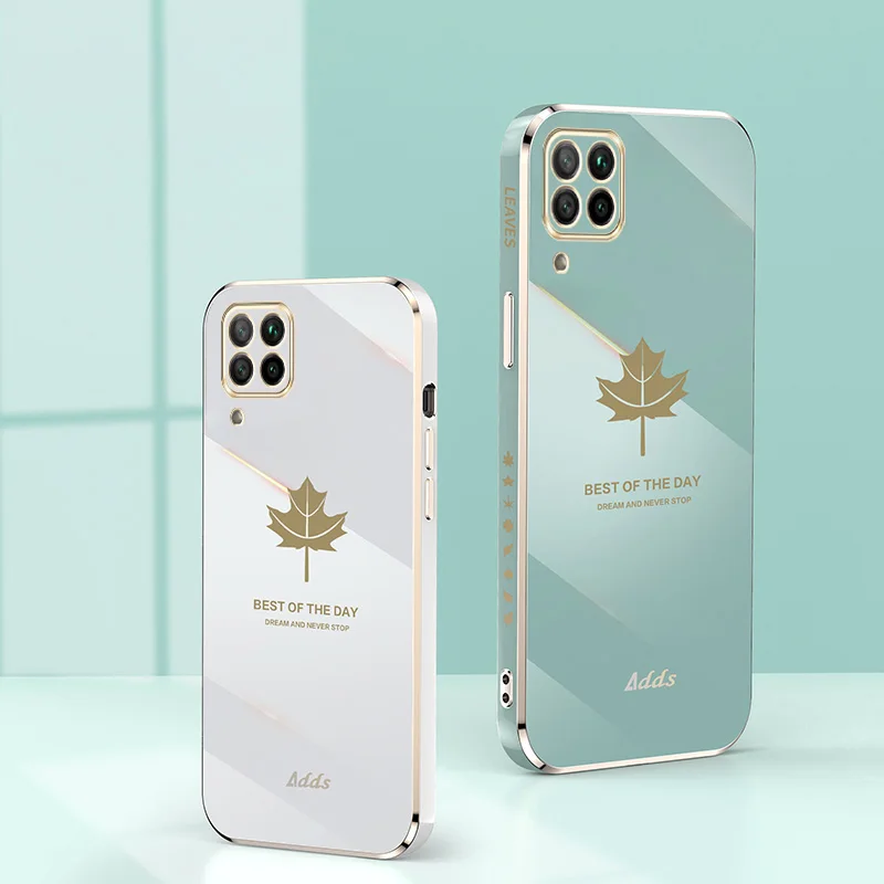 Чехол с Кленовым листом и квадратной рамкой для Huawei P40 Lite E Honor 9c Nova 6 se цветной