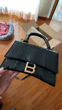 Bolso de mano de lujo suave con asa superior para mujer, bolsa de mano de piel de cocodrilo y reloj de arena, marca B de Metal, bolsas de mensajero de hombro