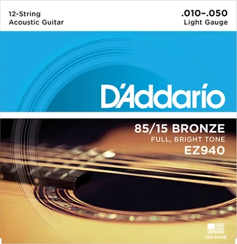 Ez940 American bronze 85/15 strings for 12-string acoustic guitar light 10-50 D'Addario
Ez940 American bronze 85/15 strings for 12-string acoustic guitar light 10-50 D'Addario
