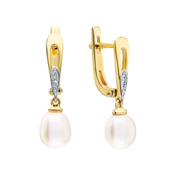 Gold earrings with pearls cultured and diamonds sunlight sample 585
Gold earrings with pearls cultured and diamonds sunlight sample 585