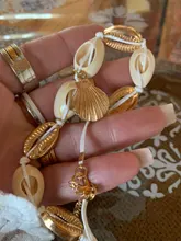 Tobillera de conchas Bohemia para mujer, hecha a mano, de cuero tejido Natural, joyería para pies, playa, Verano