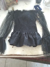 Wsevypo-Blusa Sexy con hombros descubiertos para mujer, camisas con mangas acampanadas de malla, top de manga larga transparente con volantes de encaje