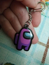 LLavero de estilo metálico con dibujos animados de AmongUs para coche, decoración para llaves, regalo de Navidad, tamaño pequeño de 4CM