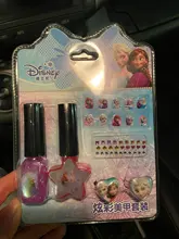 Disney-Conjuntos de adhesivos para uñas lavables para niñas, conjuntos de adhesivos para uñas, juguetes para juego de imitación, maquillaje, juguete para regalo