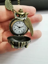 Reloj de bolsillo de bola para niños, colgante de cuarzo con alas, collar, reloj, cadena de 80cm