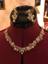 CC-Conjunto de joyería para mujer, collar de perlas, pendientes de tuerca, Gargantilla, colgante, accesorios de compromiso para boda romántica, regalos de novia TL159