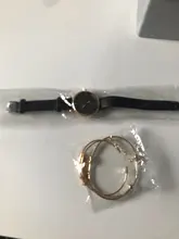 Reloj de pulsera analógico para Mujer, 5 uds., correa de cuero, de cuarzo, negro