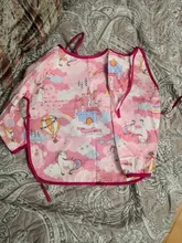 De dibujos animados de manga larga Baberos de algodón para bebé impermeable pañuelo Reversible Baberos niños comiendo delantal con dibujos alimentación de bebé paño del Burp