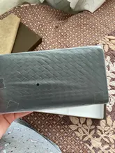 Cartera de cuero tejida larga para hombre y mujer, bolso de mano de marca de lujo, cartera sencilla a la moda, 100% de gran capacidad de piel de oveja