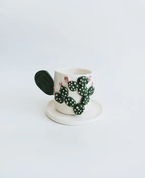 Handmade coarse pottery ceramic cactus coffee cup and saucer creative high quality teacup and base art 2020 trend
Handmade coarse pottery ceramic cactus coffee cup and saucer creative high quality teacup and base art 2020 trend