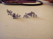 Foxanry-pendientes de tuerca de mariposa hechos a mano para mujer, pendiente de cristal plateado de Ley 925, para parejas, regalos de joyería de fiesta