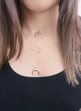 Collar con colgante de Cruz de Luna y cristal multicapa para mujer, cadena de acero inoxidable Vintage, Collar de joyería para mujer 2020