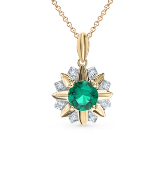 Gold pendant with diamonds and Emerald sunlight sample 585
Gold pendant with diamonds and Emerald sunlight sample 585