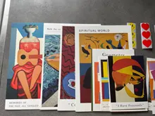 Ins-postales de pintura de fama mundial Retro nórdico, 15 hojas decorativas, Adhesivo de pared de fondo, tarjetas de felicitación de un solo lado