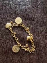 FINE4U B127 de acero inoxidable Rolo cadena pulsera corazón dije de monedas pulseras para hombres mujeres 2019 joyería religiosa