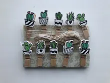 10 unids/set de color de madera Clip de decoración de Navidad lindo Cactus unicornio papel Memo Clips de papelería pinza de ropa artesanal Clips clavijas